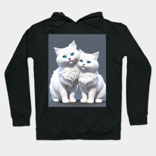 White Cats - Modern Digital Art Hoodie